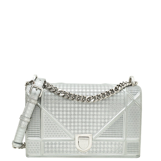 Dior Handbag Christian ama Cannage Bag 2 Silver Medium Micro Shoulder Bag