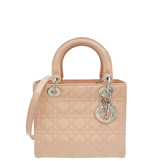 Dior Handbag Christian Cannage Lady Bag Cream Medium Shoulder Bag