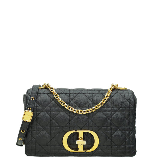 Dior Handbag Christian Caro Cannage Supple Shoulder Bag Black Medium