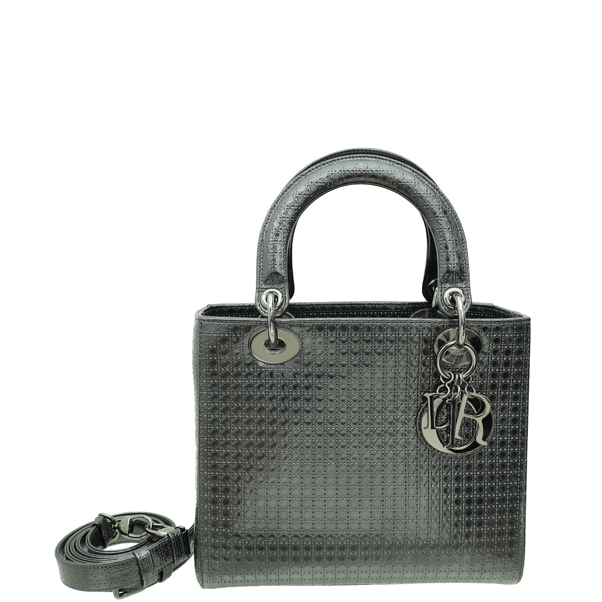 Dior Handbag Christian Asphalt Lady Microcannage Bag Medium Shoulder Bag