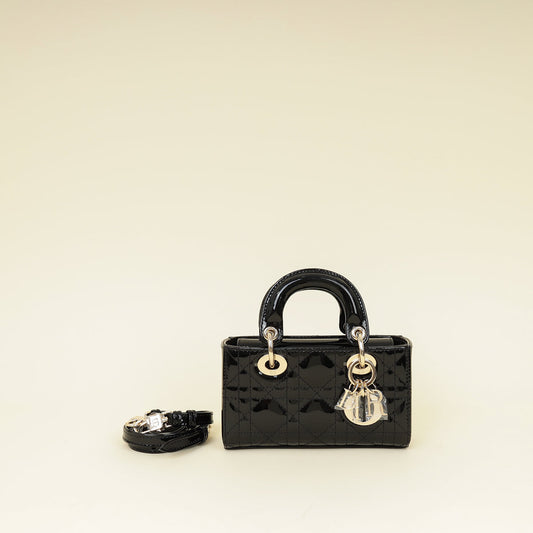 Dior Handbag Christian Cannage Lady D-Joy Bag Black Micro Shoulder Bag
