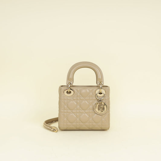 Dior Handbag Christian Lady Bag 2 Beige Mini Chain Shoulder Bag