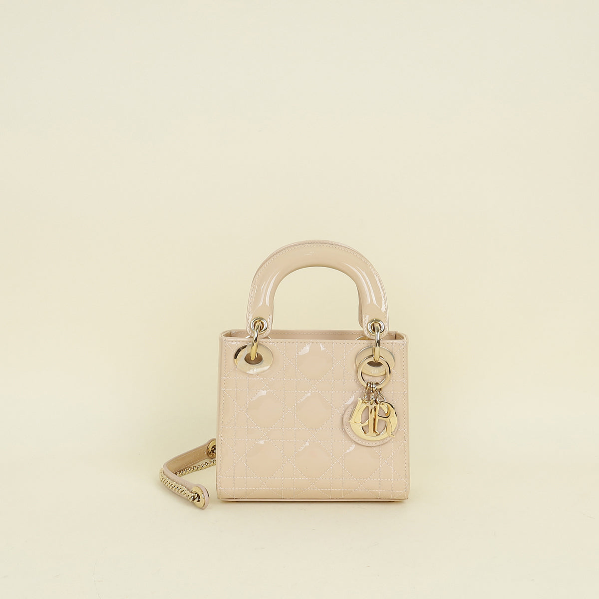 Dior Handbag Christian Lady Bag 3 Beige Mini Chain Shoulder Bag