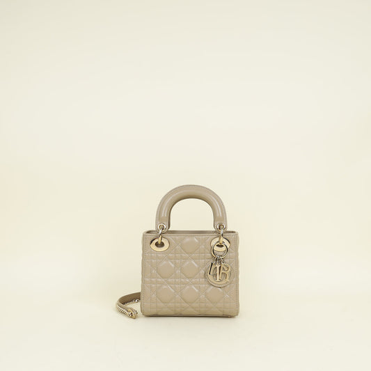 Dior Handbag Christian Lady Bag 4 Beige Mini Chain Shoulder Bag