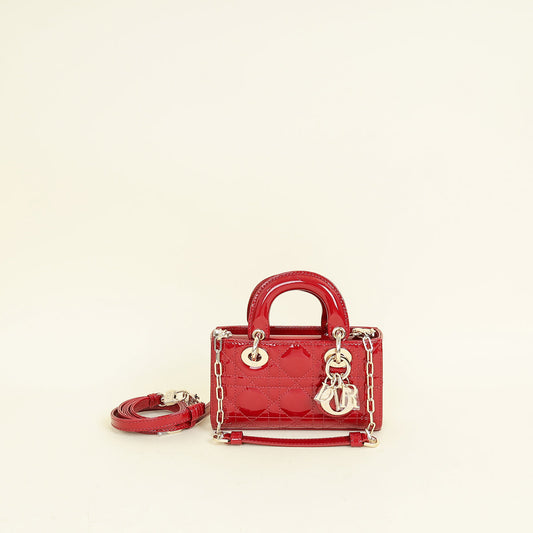 Dior Handbag Christian Cherry Lady D-joy Bag 2 Red Micro Shoulder Bag
