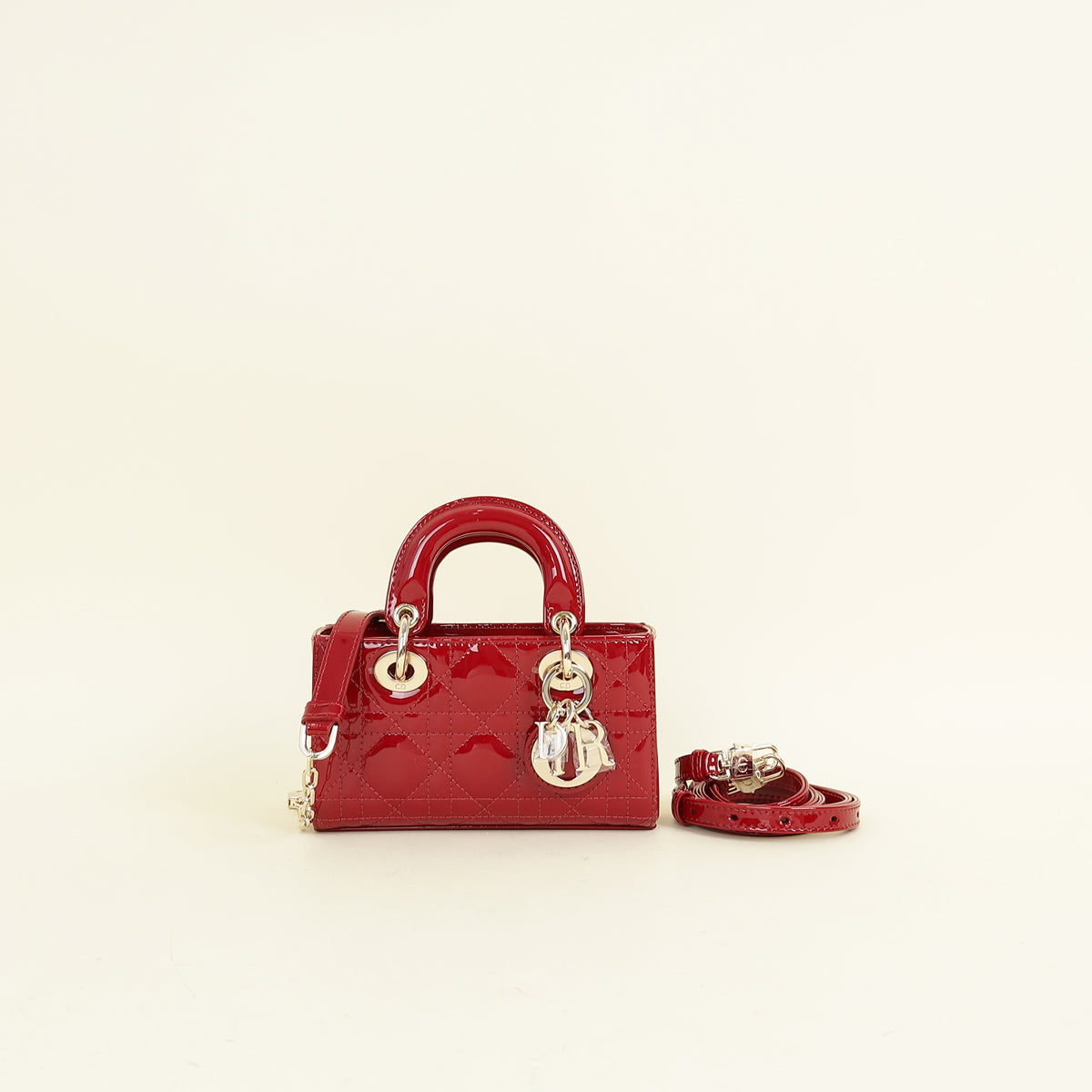 Dior Handbag Christian Cherry Lady D-joy Bag 3 Red Micro Shoulder Bag