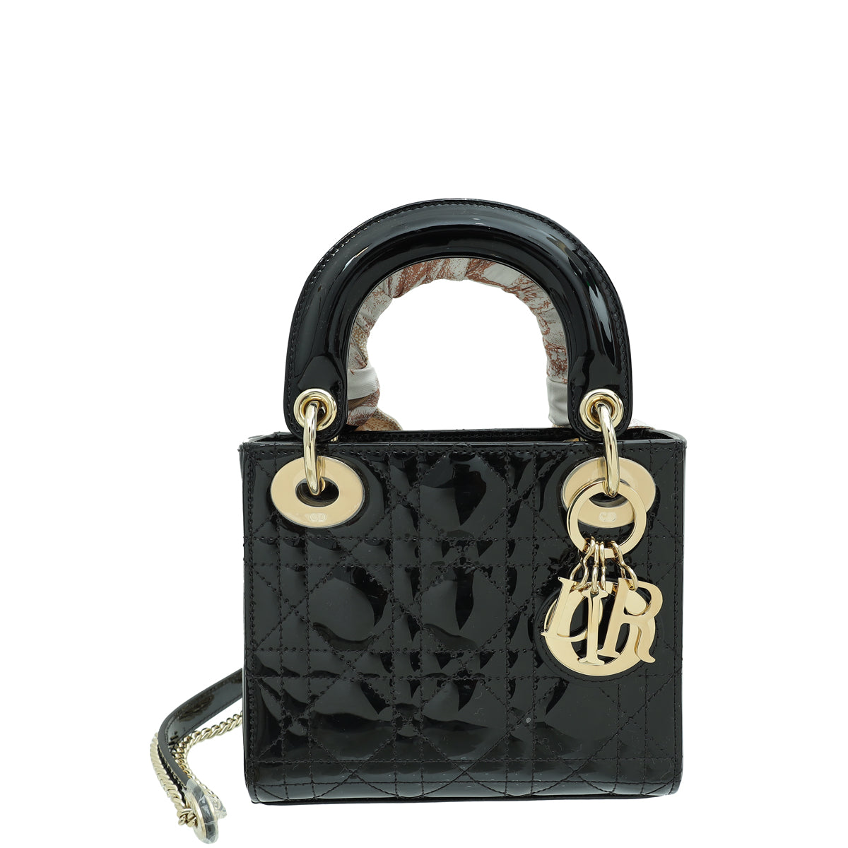 Dior Handbag Christian Lady Bag W Twilly Black Mini Chain Scarf