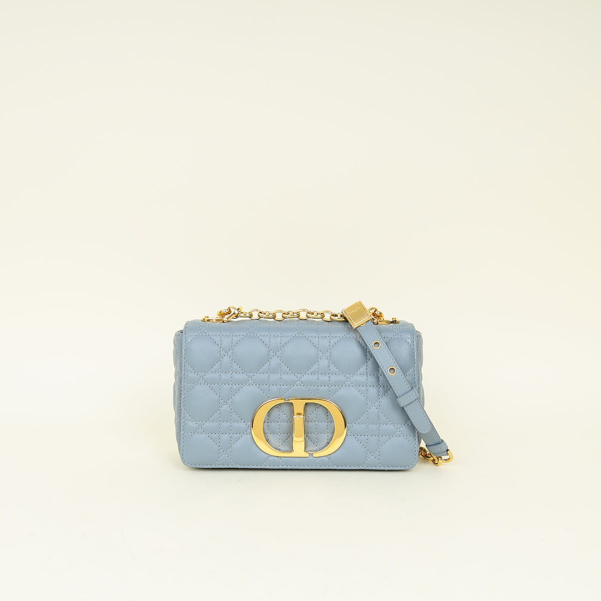 Dior Handbag Christian Grey Caro Cannage Bag Blue Gray Small Shoulder Bag