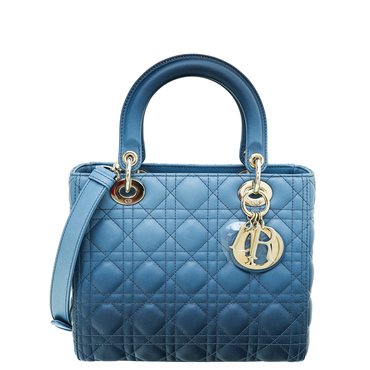 Dior Handbag Christian Ombre Lady Bag Blue Medium Shoulder Bag Lady Medium Bag
