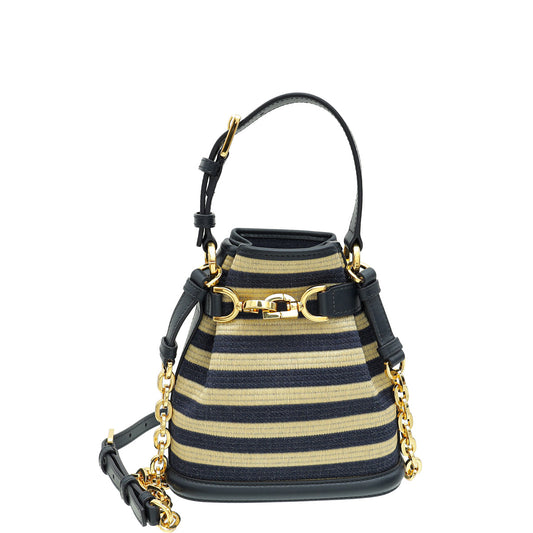 Dior Handbag Christian Bicolor C'est Bag Raffia Small Chain Shoulder Bag