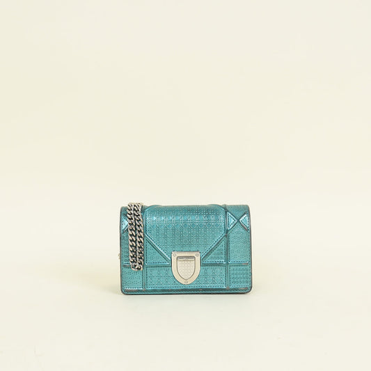 Dior Handbag Christian Teal ama Microcannge Bag Baby Shoulder Bag