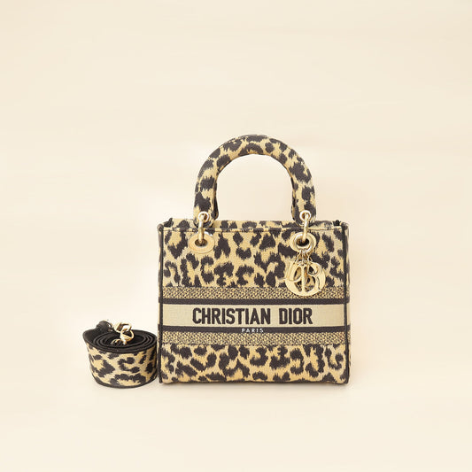 Dior Handbag Christian Bicolor Lady D-Lite Mizza Bag Medium Embroidered Shoulder Bag
