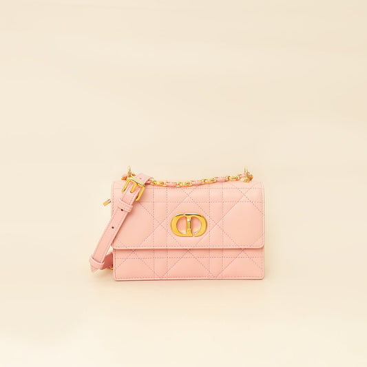 Dior Handbag Christian Macrocannage Caro Bag Pink Mini Shoulder Bag