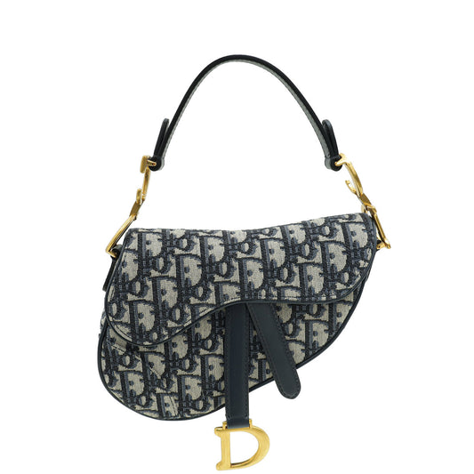 Dior Handbag Christian Oblique Saddle Bag 2 Blue Navy Mini Mini Bag