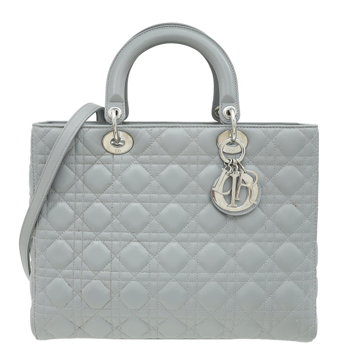 Dior Handbag Christian Grey Lady Bag 2 Gray Large Shoulder Bag