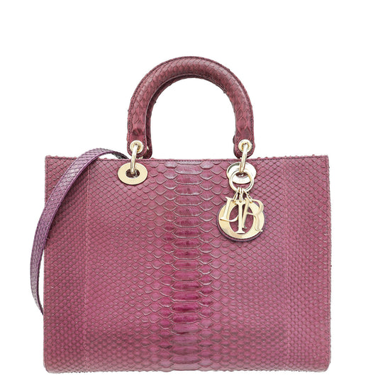 Dior Handbag Christian Lady Bag Python Purple Large Shoulder Bag