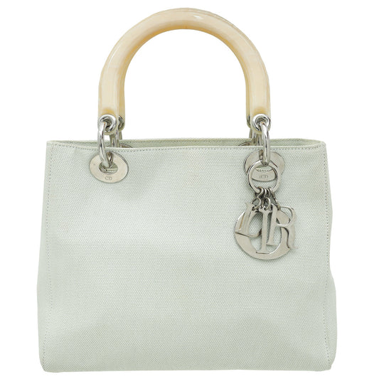 Dior Handbag Christian Light Lady Fabric Bag Green Medium