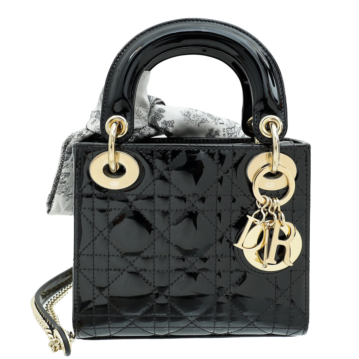 Dior Handbag Christian Lady Bag W Twilly Black Mini Chain Scarf Bag W Twilly