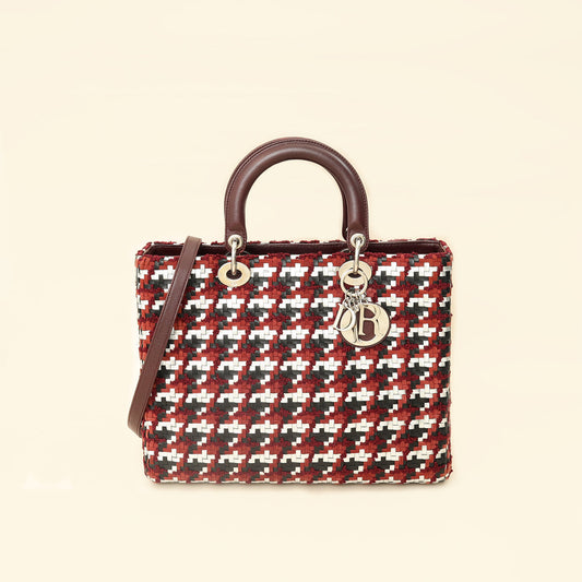 Dior Handbag Christian Lady Bag Multicolor Large Woven Shoulder Bag