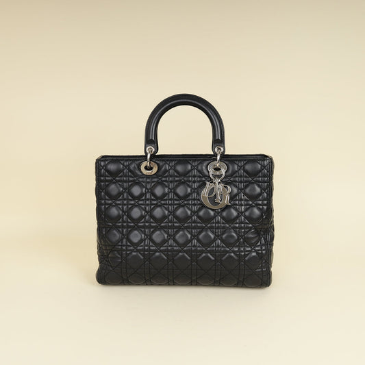 Dior Handbag Christian Lady Bag 16 Black Large