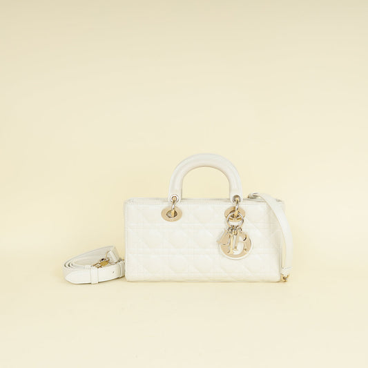 Dior Handbag Christian Latte Lady D-joy Cannage Bag White Medium Shoulder Bag
