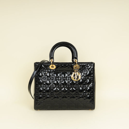 Dior Handbag Christian Lady Bag 18 Black Large Shoulder Bag