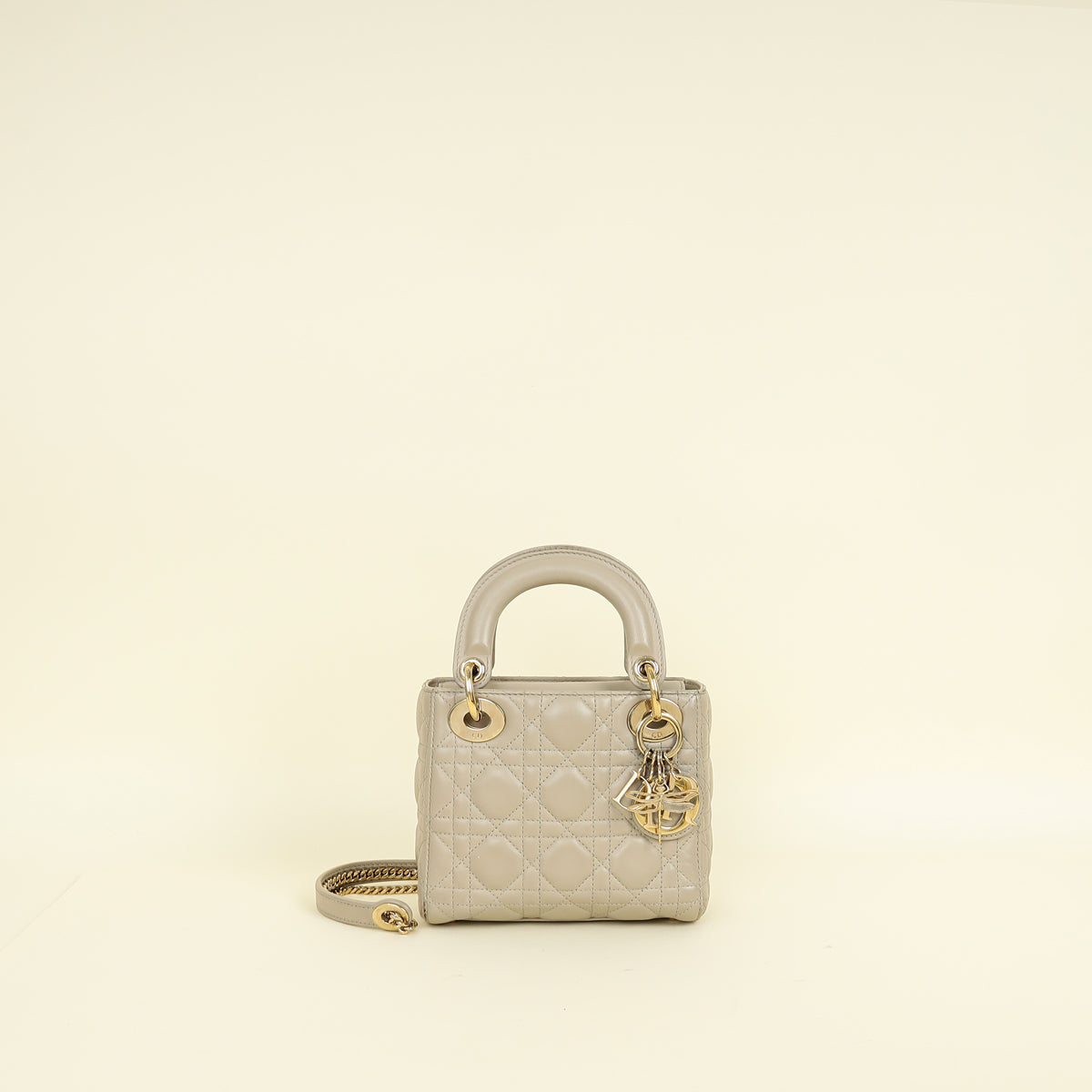 Dior Handbag Christian Lady Dragonfly Bag Beige Mini Chain Shoulder Bag