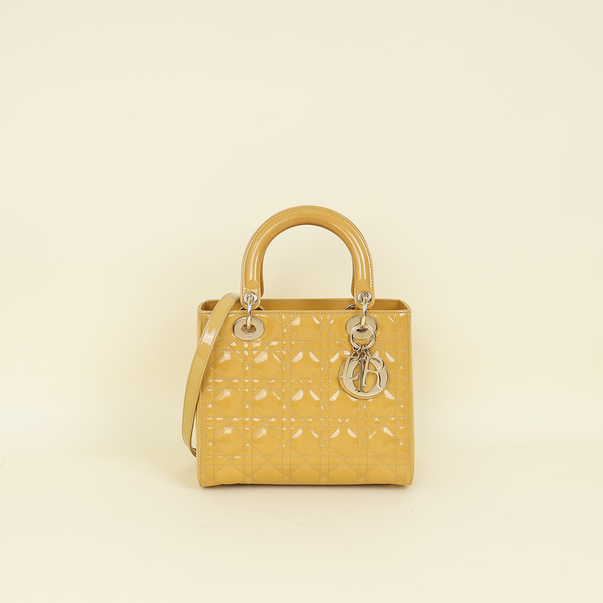 Dior Handbag Christian Lady Bag Yellow Medium Shoulder Bag