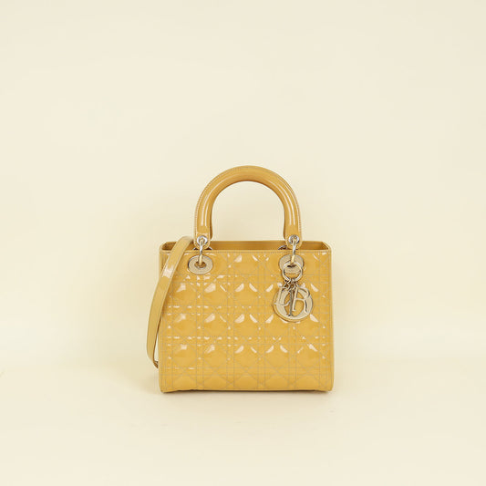 Dior Handbag Christian Lady Bag Yellow Medium Shoulder Bag