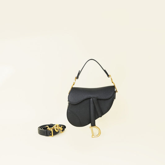 Dior Handbag Christian Saddle Bag with Strap Black Mini Shoulder Bag
