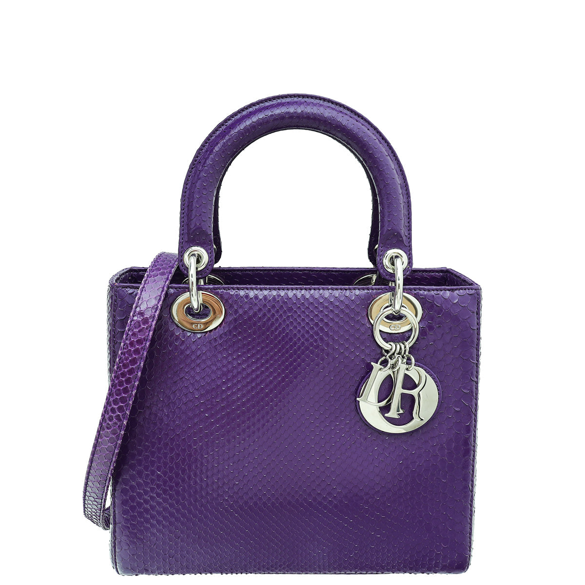 Dior Handbag Christian Violet Lady Bag Python Shoulder Bag