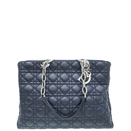 Dior Handbag Christian Lady Soft Tote Bag Blue Navy Large Shoulder Bag