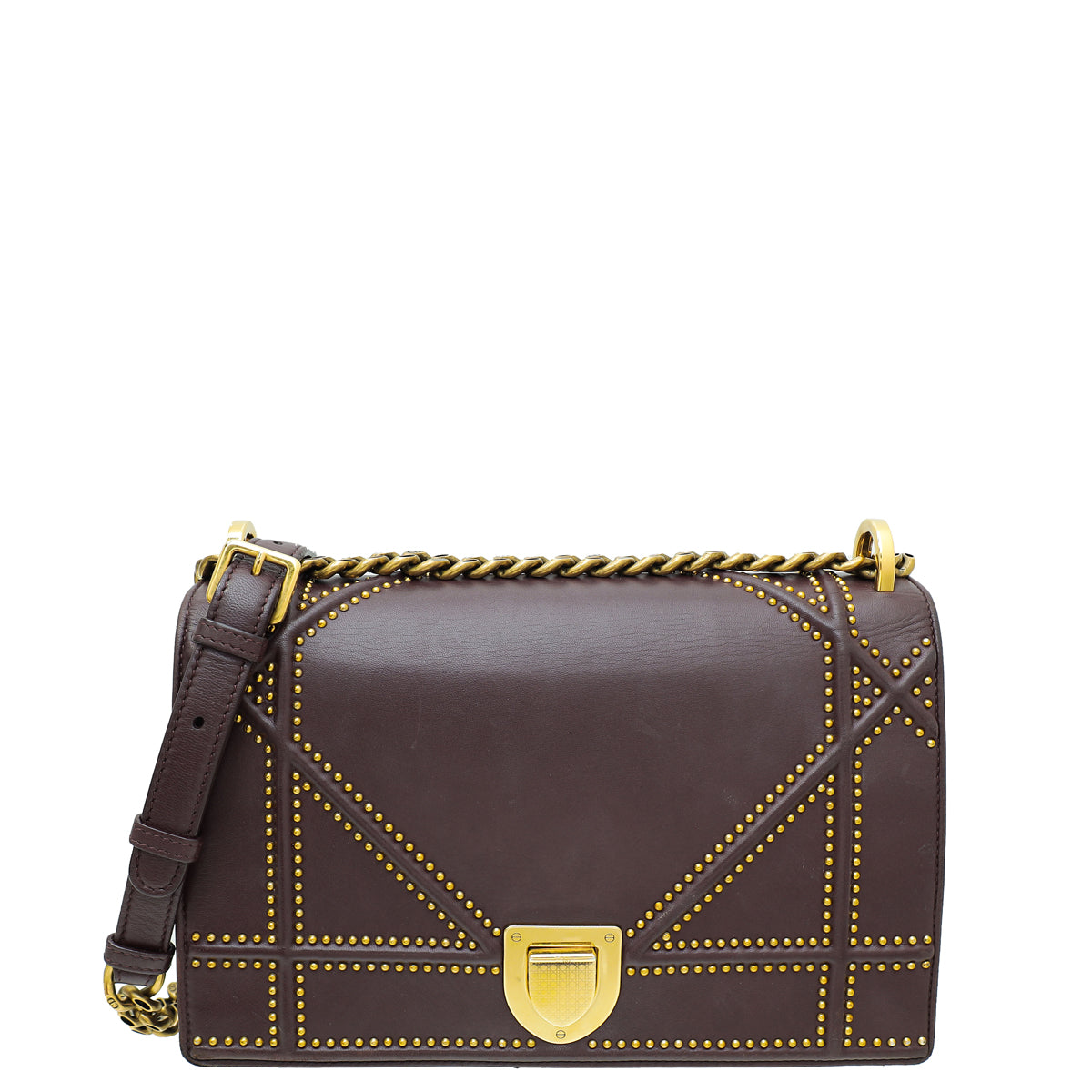 Dior Handbag Christian Burgundy Studded ama Bag Medium Shoulder Bag