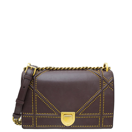 Dior Handbag Christian Burgundy Studded ama Bag Medium Shoulder Bag