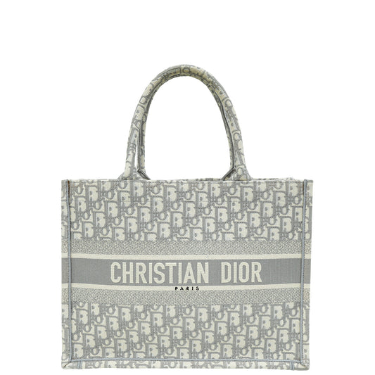 Dior Handbag Christian Oblique Book Tote Bag Gray Medium