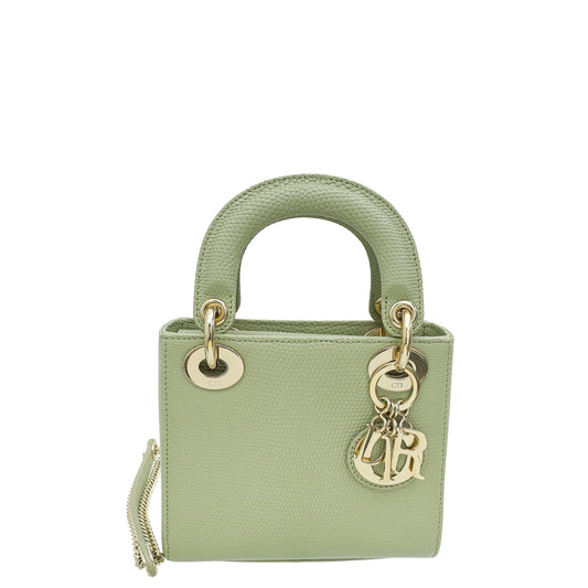 Dior Handbag Christian Pistachio Lizard Lady Bag Mini Shoulder Bag