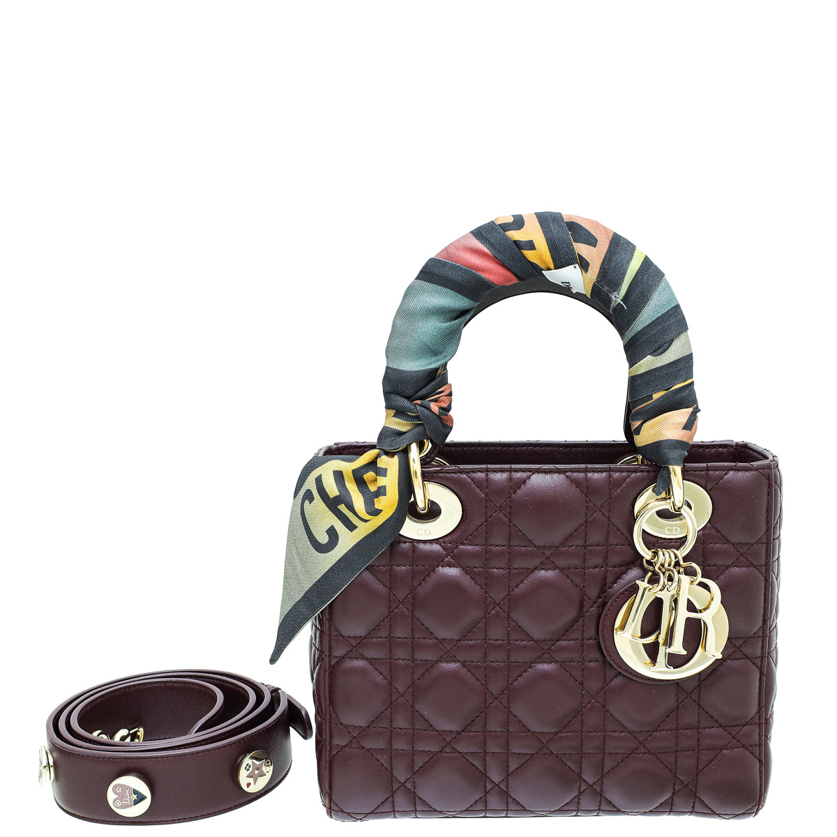 Dior Handbag Christian Burgundy My ABC Lady Bag w Small Scarf