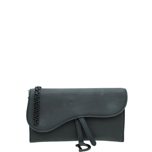 Dior Shoulder Bag Christian So Saddle Wallet Black Chain
