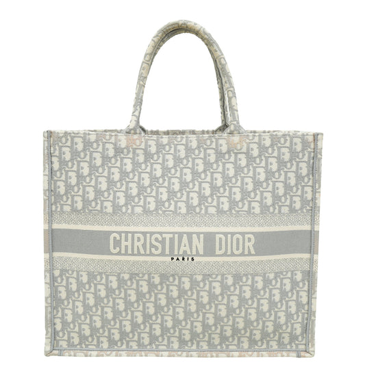 Dior Handbag Christian Grey Oblique Book Tote Bag 2 Gray Large