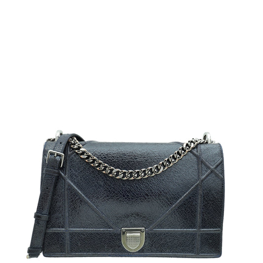 Dior Handbag Christian ama Ceramic Effect Bag Blue Navy Large Shoulder Bag