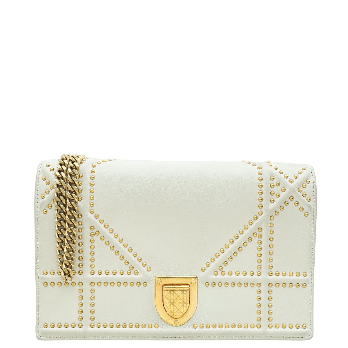 Dior Shoulder Bag Christian ama Studded Wallet On Cream Chain