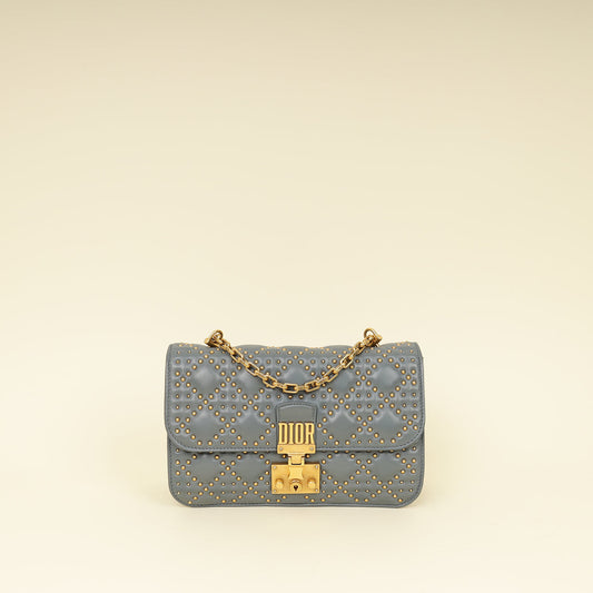 Dior Handbag Christian Bluish Grey Cannage Studded Addict Bag Gray Flap Shoulder Bag