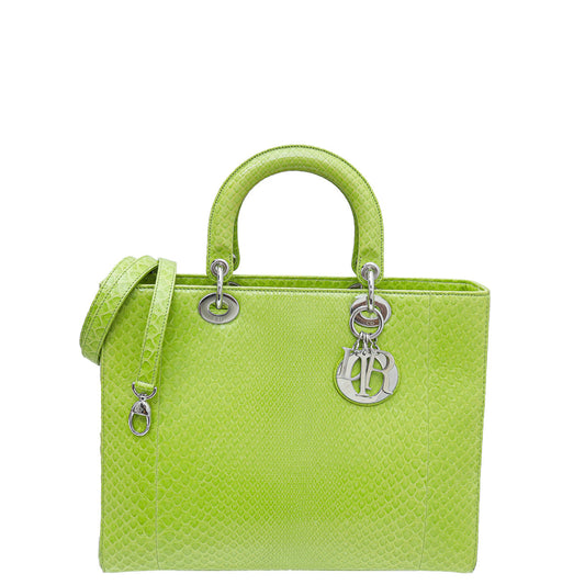 Dior Handbag Christian Kiwi Lady Bag Python Large Shoulder Bag
