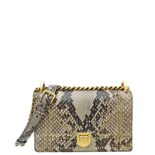 Dior Handbag Christian Grey ama Studs Bag 2 Python Gray Small Shoulder Bag