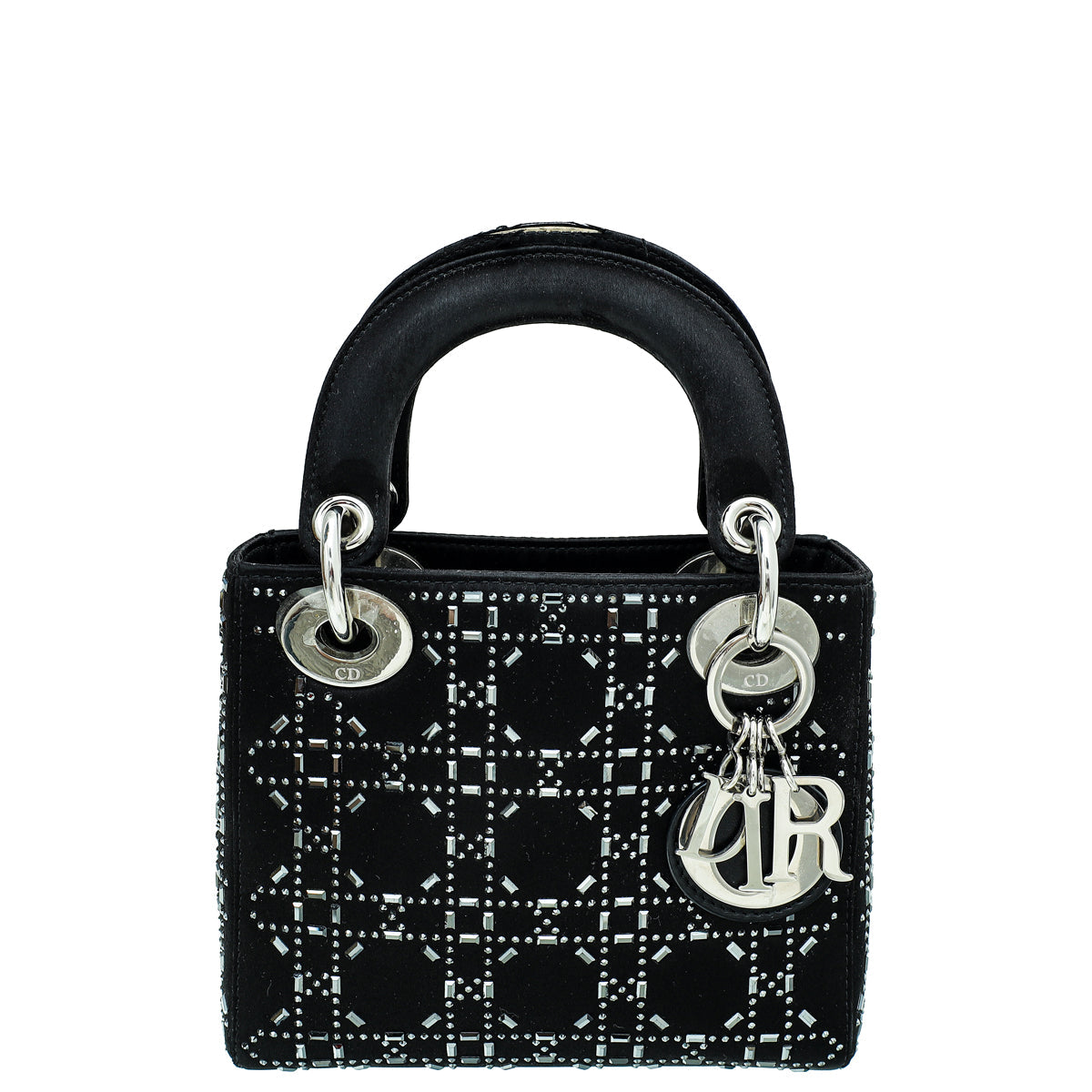 Dior Handbag Christian Lady Bag Satin Black Mini Mini Bag