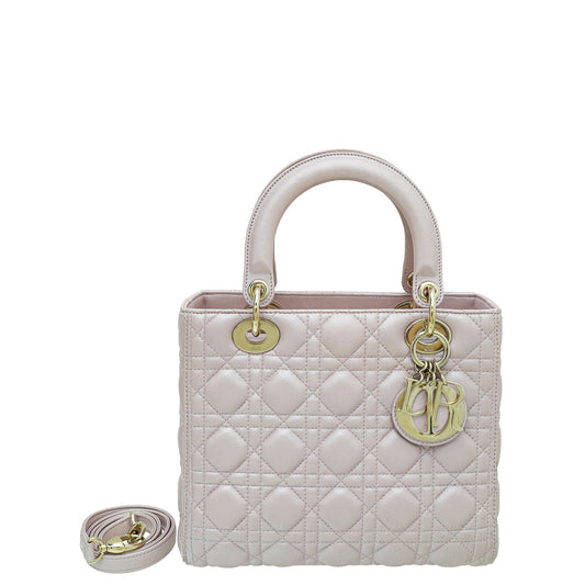 Dior Handbag Christian Light Lady Bag Lambskin Pink Medium Shoulder Bag