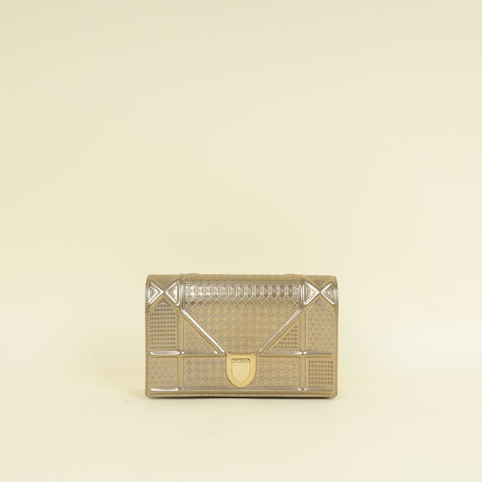 Dior Handbag Christian Champaign ama Microcannage Wallet On Chain