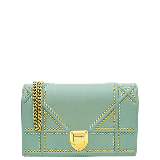 Dior Shoulder Bag Christian Grey Studded ama Wallet on Gray Chain