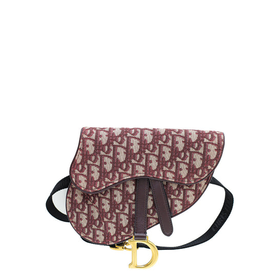 Dior Handbag Christian Burgundy Oblique Saddle Belt Bag