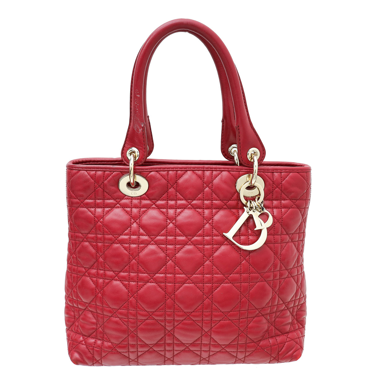Dior Handbag Christian Lady Cannage Soft Tote Bag Red